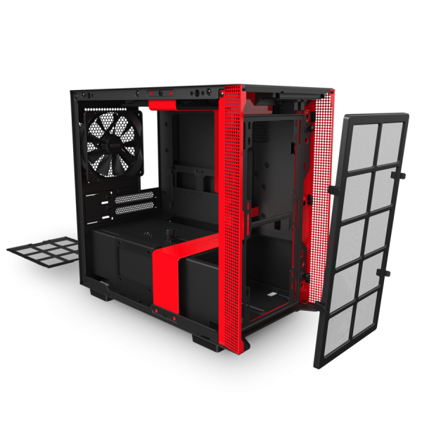 NZXT CASE H210I MID TOWER ATX MATTE BLACK/RED [CA-H210I-BR] 