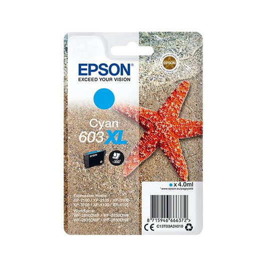 Epson Singlepack Cyan 603XL Ink [C13T03A24010]