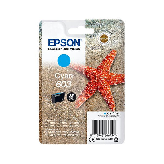 Epson Singlepack Cyan 603 Ink [C13T03U24010]