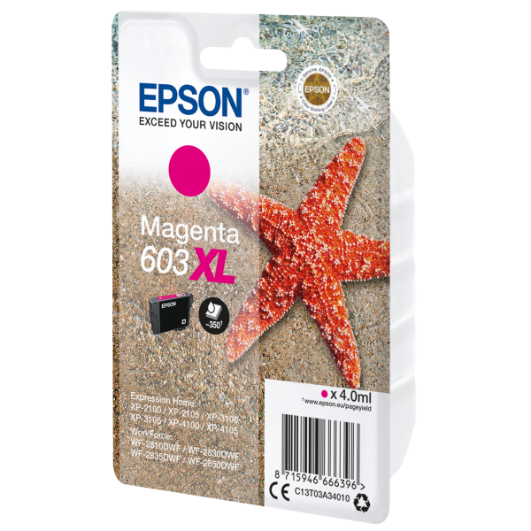 CARTUCHO EPSON STARFISH XL MAGENTA INKJET DE ALTA CAPACIDAD C13T03A34010 SIN BLISTER [C13T03A34010]