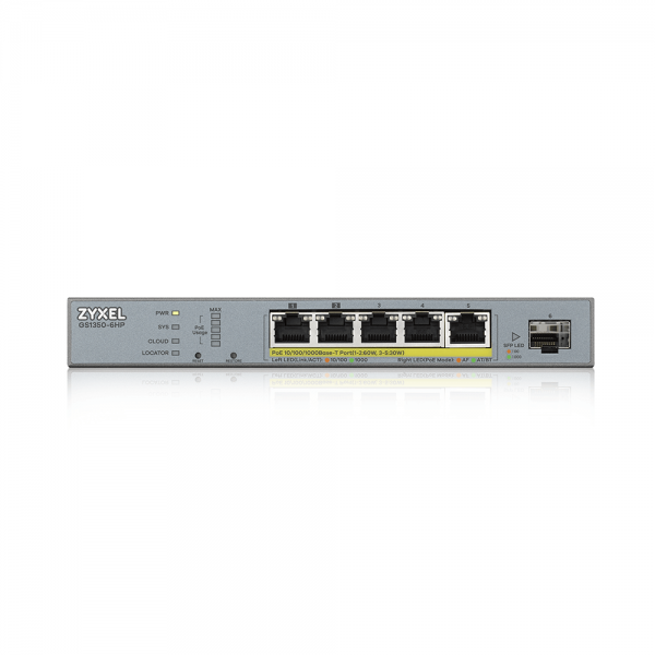 Zyxel GS1350-6HP-EU0101F switch di rete Gestito L2 Gigabit Ethernet (10/100/1000) Supporto Power over Ethernet (PoE) Grigio [GS1350-6HP-EU0101F]