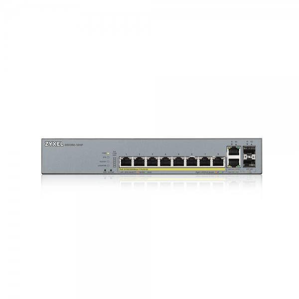 Conmutador de red Zyxel GS1350-12HP-EU0101F Gestionado L2 Gigabit Ethernet (10/100/1000) Compatible con alimentación a través de Ethernet (PoE) Gris [GS1350-12HP-EU0101F] 