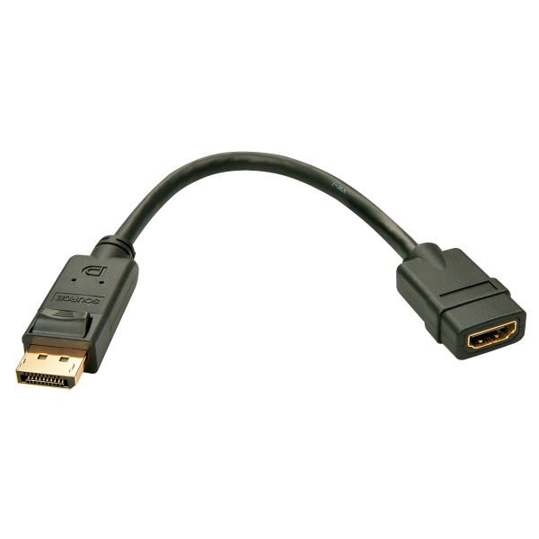 ADAPTADOR DE CABLE DISPLAYPORT/HDMI LINDY, M/H, ACTIVO, 15CM [41005]