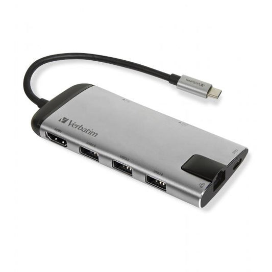 Verbatim 49142 Port Replicator and Notebook Docking Station USB 3.2 Gen 1 (3.1 Gen 1) Type-C Black, Silver [49142]