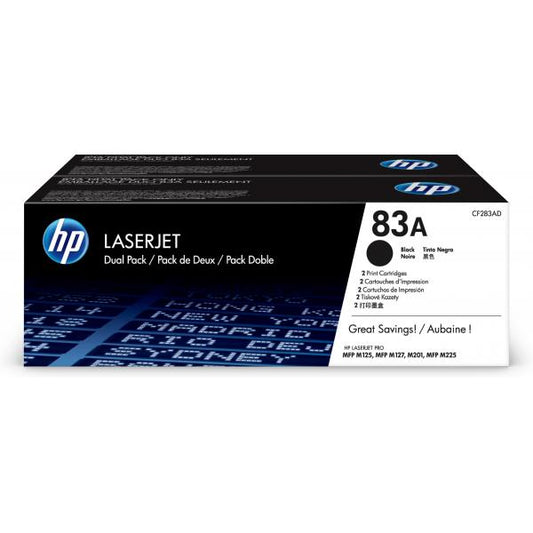 HP TONER NERO 83A 1.500PAG, 83A, KIT 2 PZ [CF283AD]