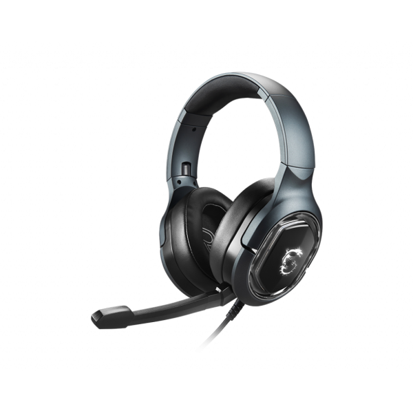 MSI IMMERSED GAMING HEADSET GH50, IN-LINE VOLUME AND MIC CONTROL, REMOVABLE MICROPHONE, 3.5MM JACK, BLACK COLOR [S37-0400020-SV1] 