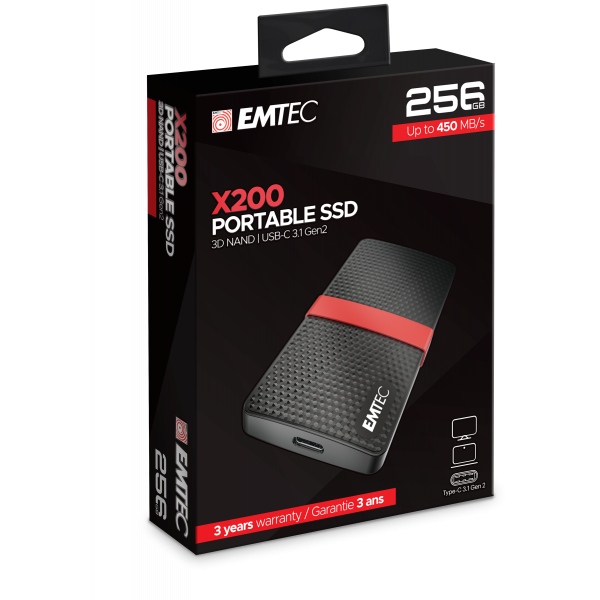 Emtec X200 256 GB Nero, Rosso [ECSSD256GX200]