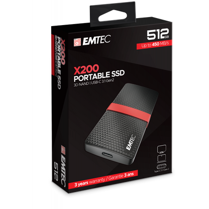 Emtec X200 512 GB Nero, Rosso [ECSSD512GX200]