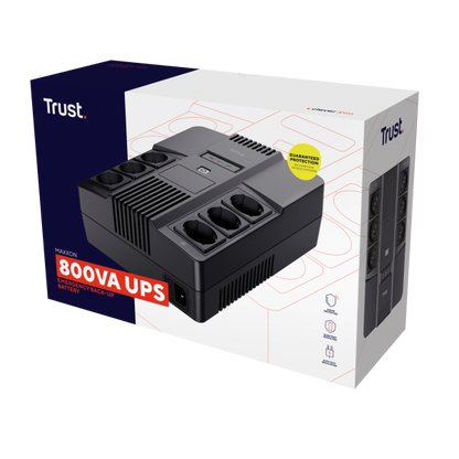 Trust Maxxon Uninterruptible Power Supply (UPS) 0.8 kVA 6 AC Socket(s) [23326]