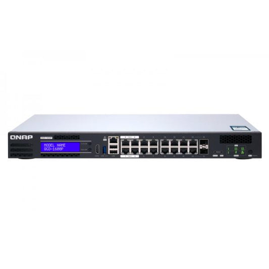 QNAP QGD-1600P Gigabit Ethernet administrado (10/100/1000) Compatible con alimentación a través de Ethernet (PoE) 1U Negro, Gris [QGD-1600P-8G]