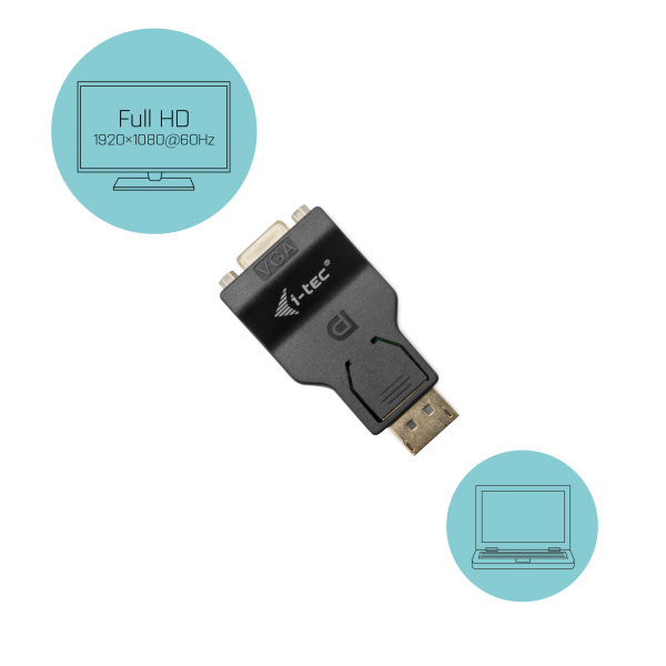 i-tec DP2VGAADA adattatore per inversione del genere dei cavi DisplayPort VGA Nero [DP2VGAADA]