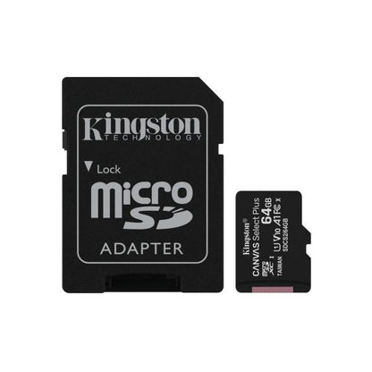 KINGSTON MICRO SDHC 64GB CANVAS SELECT 80R CL10 UHS-I CON ADAPTADOR SD [SDCS2/64GB]