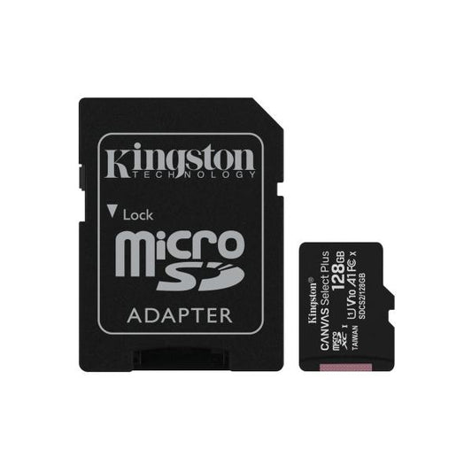 KINGSTON MICRO SDHC 128GB CANVAS SELECT 80R CL10 UHS-I CON ADAPTADOR [SDCS2/128]