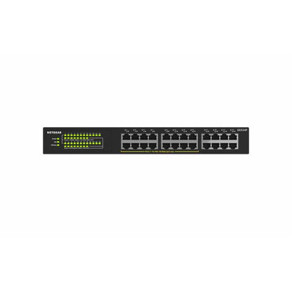 NETGEAR GS324P Gigabit Ethernet no administrado (10/100/1000) Compatible con alimentación a través de Ethernet (PoE) 1U Negro [GS324P-100EUS] 