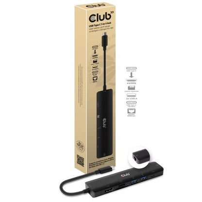 CLUB3D USB TYPE C 7 IN 1 HUB TO HDMI 4K60Hz+SDTF CARD SLOT+2XUSBA + USB C PD +RJ45 [CSV-1592] 