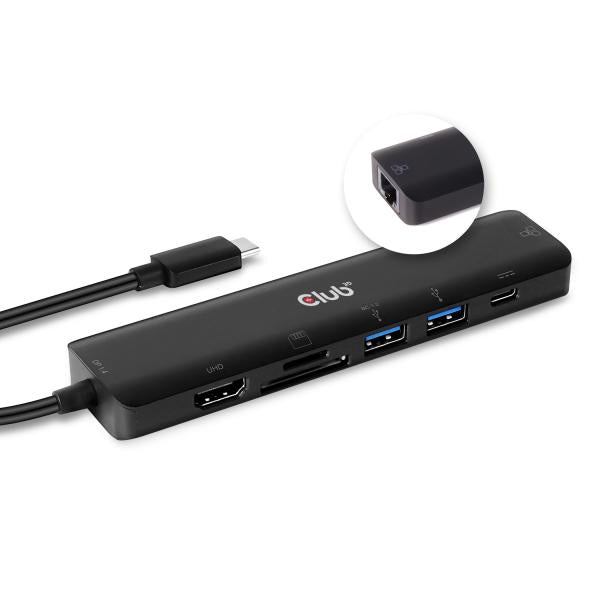 CLUB3D USB TYPE C 7 IN 1 HUB TO HDMI 4K60Hz+SDTF CARD SLOT+2XUSBA + USB C PD +RJ45 [CSV-1592]