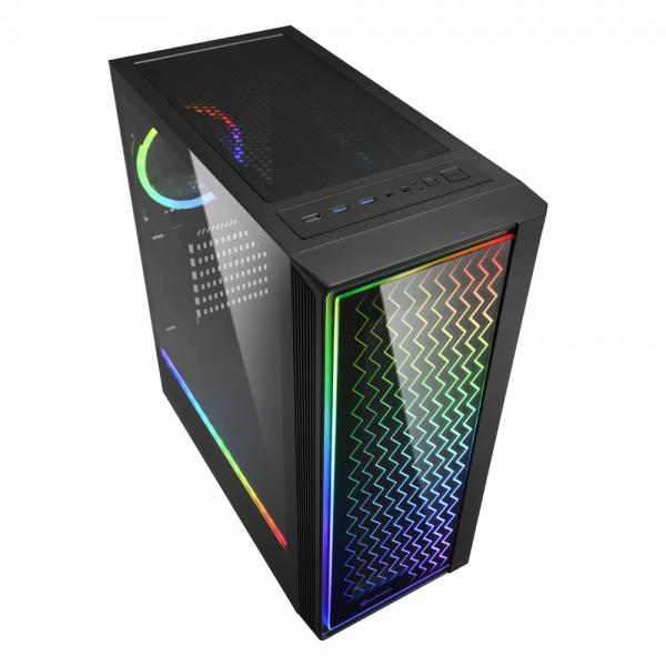 SHARKOON CASE RGB LIT 200, ATX, 7 SLOTS EXPANSION, 2 USB 3.0, 1 USB 2.0, DRIVE BAY 2X3.5 - 6X2.5, 1X120MM FAN [RGB LIT 200]