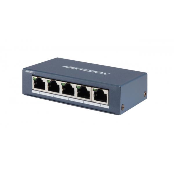 HIKVISION SWITCH 5 PORT GIGABIT UNMANAGED SWITCH 5 GIGABIT RJ45 PORTS, DESKTOP STEEL CASE UNMANAGED [DS-3E0505-E]