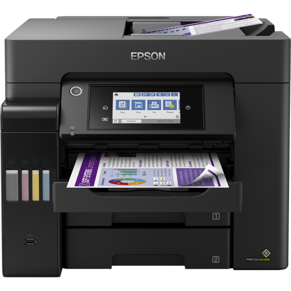 EPSON MULTIF. TINTA DE COLOR A4, ECOTANK ET-5850, 25PPM, DÚPLEX, USB/LAN/WIFI, 4 EN 1 [C11CJ29401]