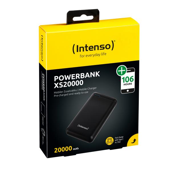 INTENSO POWER BANK 20000MAH USB A+TYPE C 5V-3.1A MICRO USB+TYPE C 5V-2.4A BLACK [7313550]