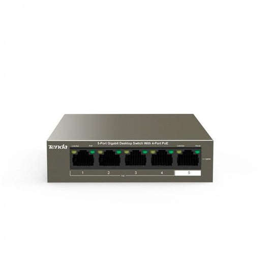 TENDA SWITCH 5 PORTE GIGABIT DESKTOP CON 4 PORTE PoE [TEG1105P-4-63W]