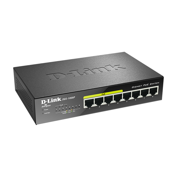 D-LINK SWITCH 8 PORTE GIGABIT 10/100/1000 DI CUI 4 POE [DGS-1008P]