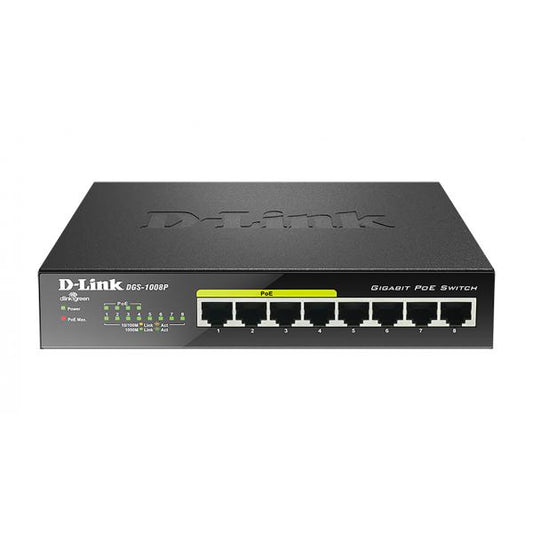 D-LINK SWITCH 8 PORTE GIGABIT 10/100/1000 DI CUI 4 POE [DGS-1008P]