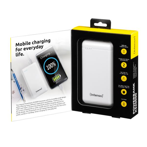 INTENSO POWER BANK 20000MAH MICRO USB + TYPE C BIANCO [7313552]