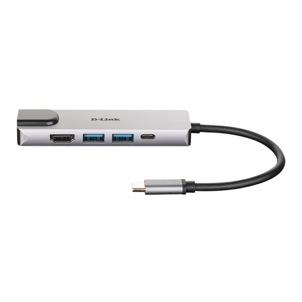 D-LINK 5-IN-1 USB-C HUB WITH HDMI AND POWER DELIVERY 60W, OUTPUTS: HDMI x1, Ethernet x1, USB 3.0 x2, USB-C x1, HDMI UP TO 4K, PLUG AND PLAY [DUB-M520] 