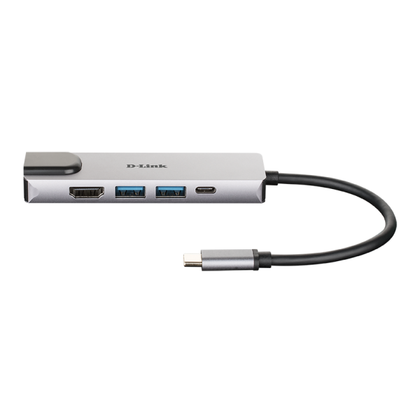 D-LINK HUB USB-C 5-IN-1 CON HDMI E POWER DELIVERY 60W, USCITE: HDMI x1, Ethernet x1, USB 3.0 x2, USB-C x1, HDMI FINO A 4K, PLUG AND PLAY [DUB-M520]