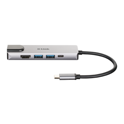 D-LINK HUB USB-C 5-IN-1 CON HDMI E POWER DELIVERY 60W, USCITE: HDMI x1, Ethernet x1, USB 3.0 x2, USB-C x1, HDMI FINO A 4K, PLUG AND PLAY [DUB-M520]