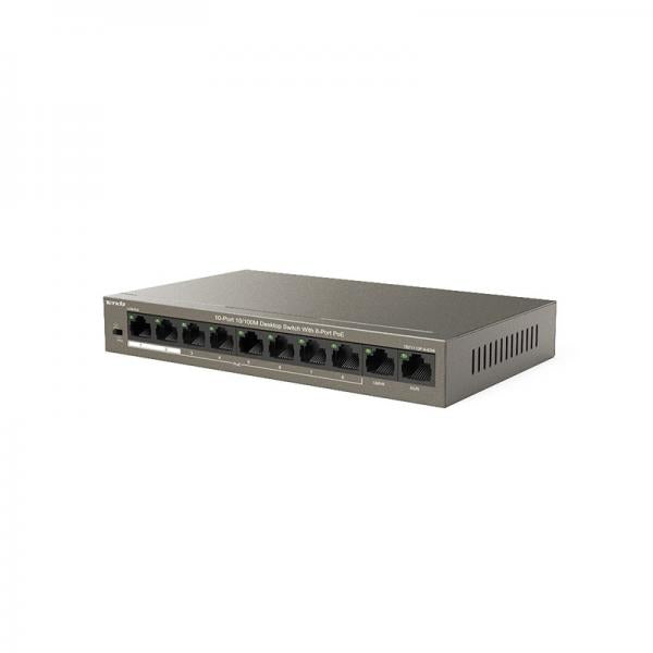 TENDA SWITCH 10 PORTE 10/100 POE (8 PORTE DATI/ALIMENTAZIONE+2 PORTE DATI), 63W [TEF1110P-8-63W]