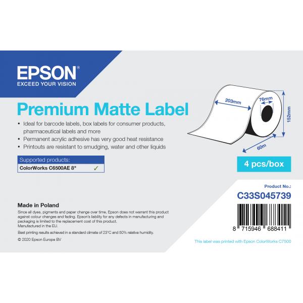 Epson Premium Matte Label - Continuous Roll: 203mm x 60m [C33S045739]