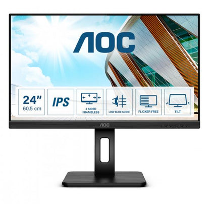 AOC MONITOR 23,8 LED IPS 16:9 FHD 4MS 250 CDM, PIVOT, VGA/DVI/DP/HDMI, MULTIMEDIALE [24P2Q]