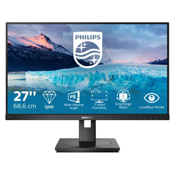 MONITOR PHILIPS 27 LED IPS 16:9 QHD 4MS 300CDM, PIVOT, DVI/DP/HDMI, MULTIMEDIA [275S1AE]