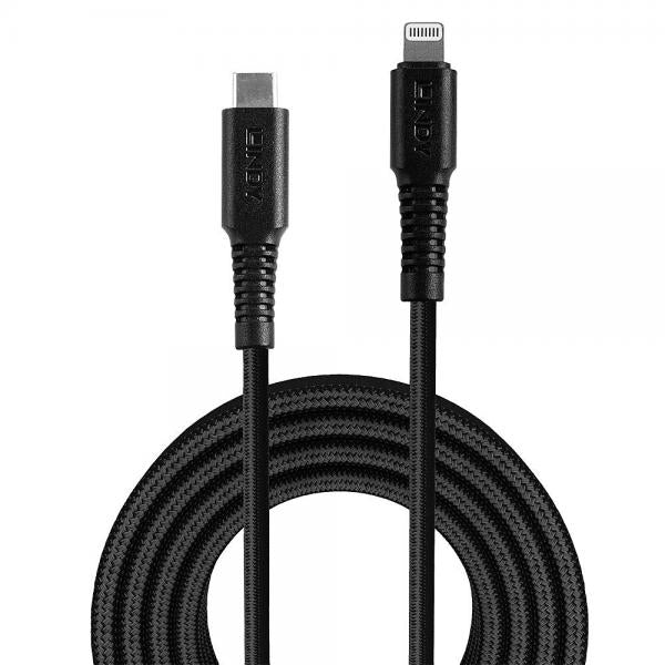 LINDY REINFORCED USB CABLE Type AC LIGHTNING, SYNCHRO CHARGING, 1M [31286]