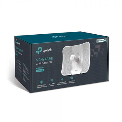 TP-Link - CPE710 - 5 GHz AC867 23 dBi Outdoor CPE, 1x Gigabit Shielded Ethernet Port, 867 Mbps at 5 GHz, 23 dBi, 30+ km, IP65 Weatherproof, Passive PoE, Centralized Management, Spectrum Anal [CPE710]