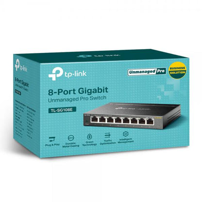 TP-Link TL-SG108E switch di rete Gestito L2 Gigabit Ethernet (10/100/1000) Nero [TL-SG108E]