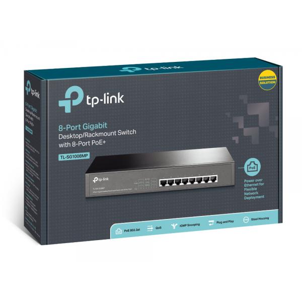 TP-Link TL-SG1008MP switch di rete Non gestito Gigabit Ethernet (10/100/1000) Supporto Power over Ethernet (PoE) Nero [TL-SG1008MP]