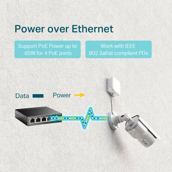 TP-Link TL-SG1005P switch di rete Non gestito Gigabit Ethernet (10/100/1000) Supporto Power over Ethernet (PoE) Nero [TL-SG1005P]