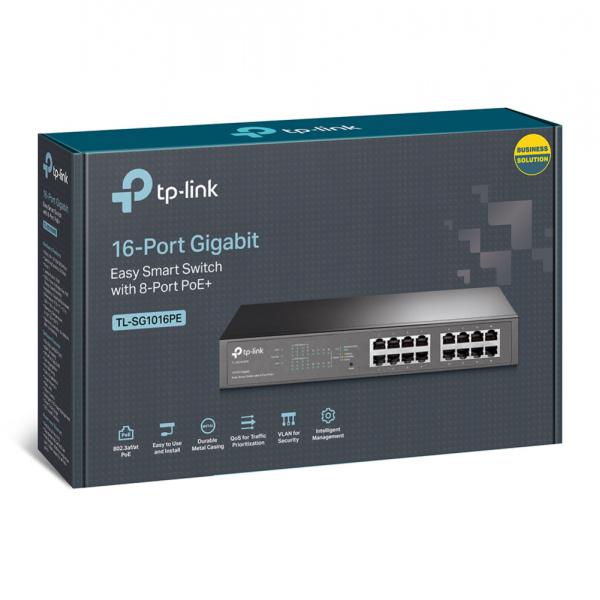 TP-Link TL-SG1016PE switch di rete Gestito L2 Gigabit Ethernet (10/100/1000) Supporto Power over Ethernet (PoE) Nero [TL-SG1016PE]