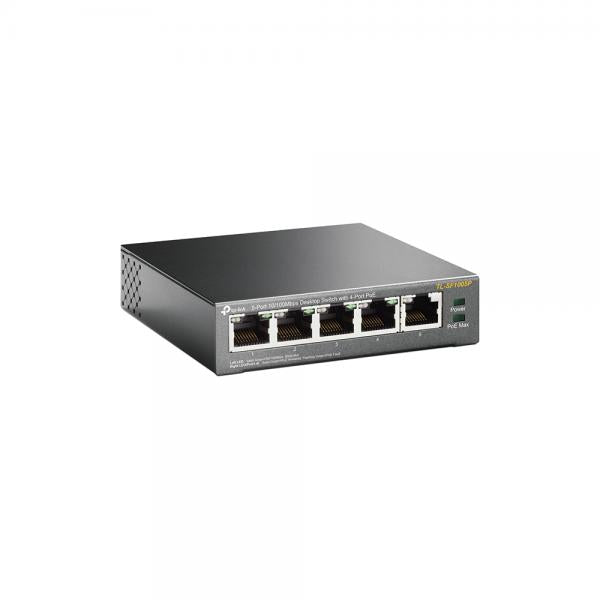 TP-Link TL-SF1005P network switch Unmanaged Fast Ethernet (10/100) Power over Ethernet (PoE) support Black [TL-SF1005P] 