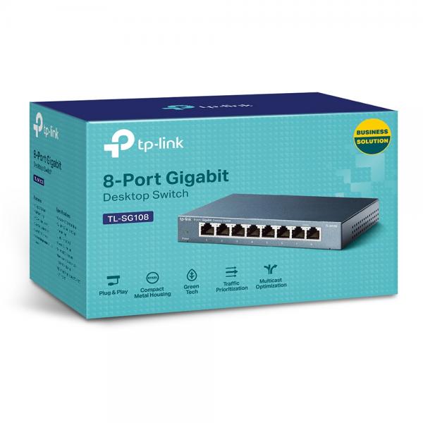 TP-Link TL-SG108 conmutador de red No gestionado L2 Gigabit Ethernet (10/100/1000) Negro [TL-SG108] 