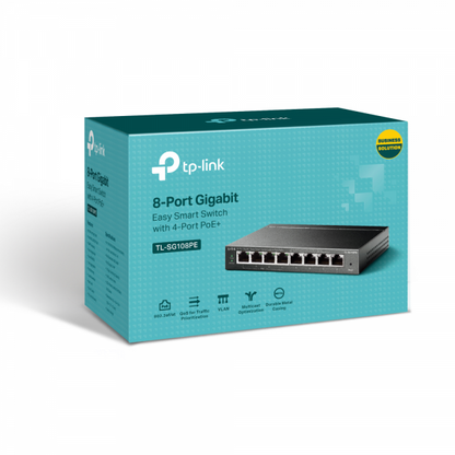 TP-Link TL-SG108PE switch de red Gestionado L2 Gigabit Ethernet (10/100/1000) Soporte Alimentación a través de Ethernet (PoE) Negro [TL-SG108PE] 