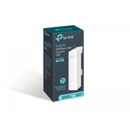 TP-Link 2.4GHz 300Mbps 9dBi Exterior CPE 300 Mbit/s Blanco Soporte Alimentación sobre Ethernet (PoE) [CPE210] 