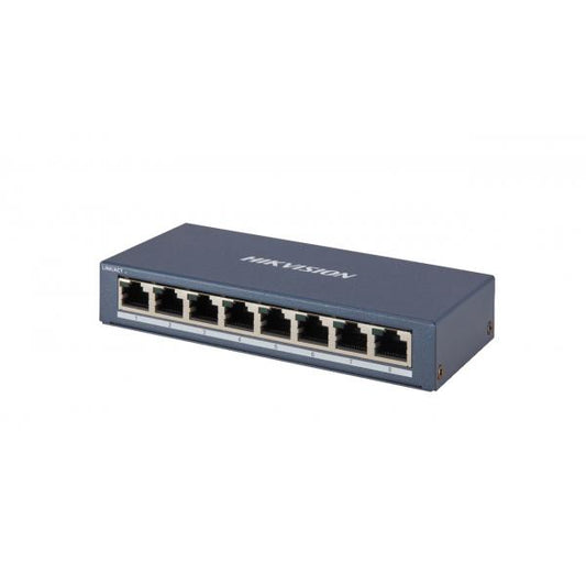 HIKVISION SWITCH 8 PORT GIGABIT UNMANAGED SWITCH 8 GIGABIT RJ45 PORTS, DESKTOP STEEL CASE UNMANAGED [DS-3E0508-E_B]