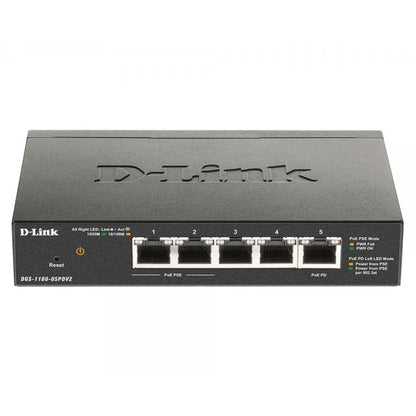 SWITCH D-LINK 5 PUERTOS GIGABIT POE ADMINISTRADOS INTELIGENTE, 1 PUERTO DE ENTREGA DE ENERGÍA [DGS-1100-05PDV2] 