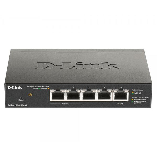 D-Link DGS-1100-05PDV2 switch di rete Gestito Gigabit Ethernet (10/100/1000) Supporto Power over Ethernet (PoE) Nero [DGS-1100-05PDV2]