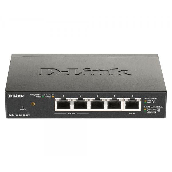 D-LINK SWITCH 5 PORTE GIGABIT POE SMART MANAGED, 1 PORTA POWER DELIVERY [DGS-1100-05PDV2]