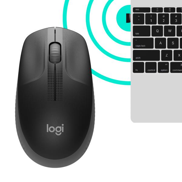 LOGITECH MOUSE WIRELESS M190 FULL-SIZE, OTTICO, USB, ANTRACITE [910-005905]